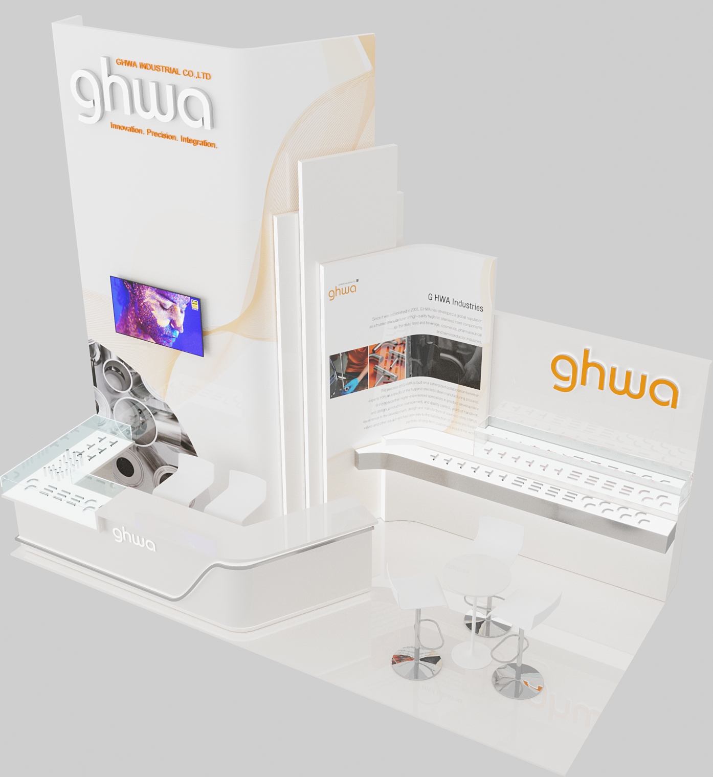 Design a small booth that stands out.